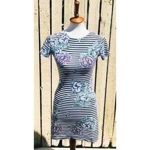 Floral Print Cotton Body Con Dress